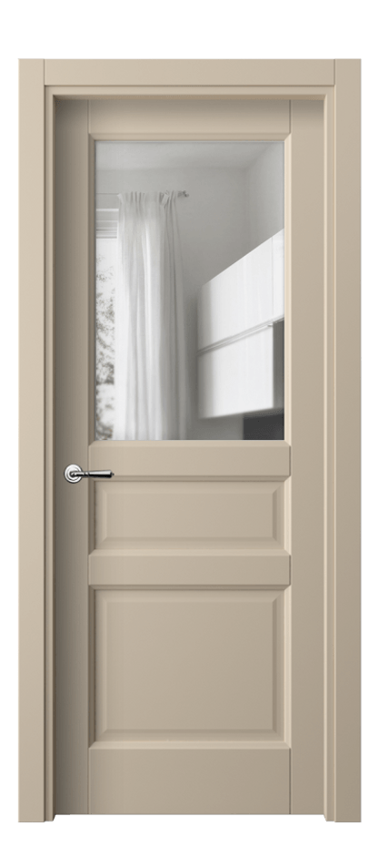Межкомнатная дверь Galant 1432 ПЭТ светло-бежевый Прозрачное стекло, 4 мм Цена 25279 ₽ | Volhovec
