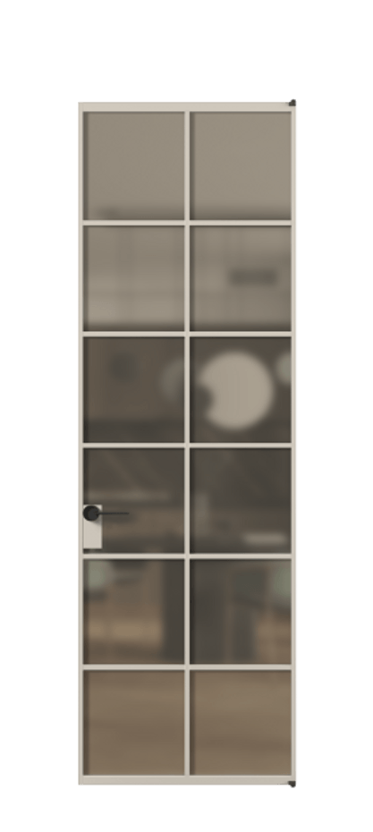 Алюминиевая дверь АЛПЛ040.05 Алюминий светло-бежевый Сатинированное бронзовое стекло, триплекс Цена 128530  | Volhovec