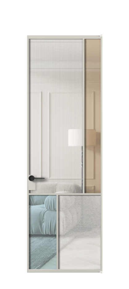 Межкомнатная дверь Mosaic АЛПЛ041.21 Алюминий тёплый серый Комбинация стекол Группы 1 и Группы 3 Цена 140550 ₽ | Volhovec