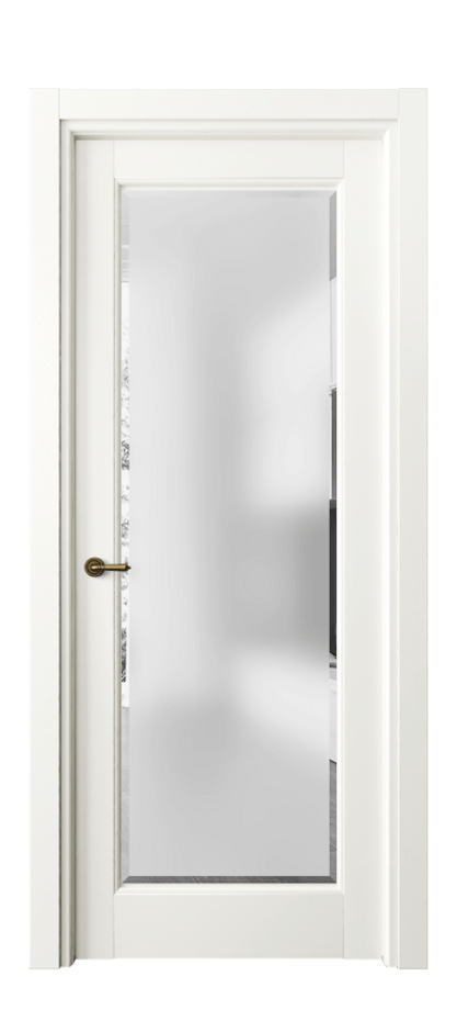 Межкомнатная дверь Toscana Elegante 6300 Бук жемчуг Сатинированное стекло с фацетом, 6 мм Цена 80170 ₽ | Volhovec