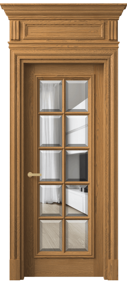 Межкомнатная дверь Antique 7310 Дуб солнечный матовый Прозрачное стекло с фацетом, 6 мм Цена 223095 ₽ | Volhovec