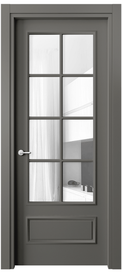 Межкомнатная дверь Paris 8112 Матовый классический серый Прозрачное стекло, 4 мм Цена 63711 ₽| Volhovec
