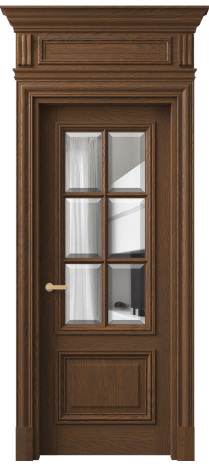 Межкомнатная дверь Antique 7312 Дуб каштановый матовый Прозрачное стекло с фацетом, 6 мм Цена 245400 ₽ | Volhovec