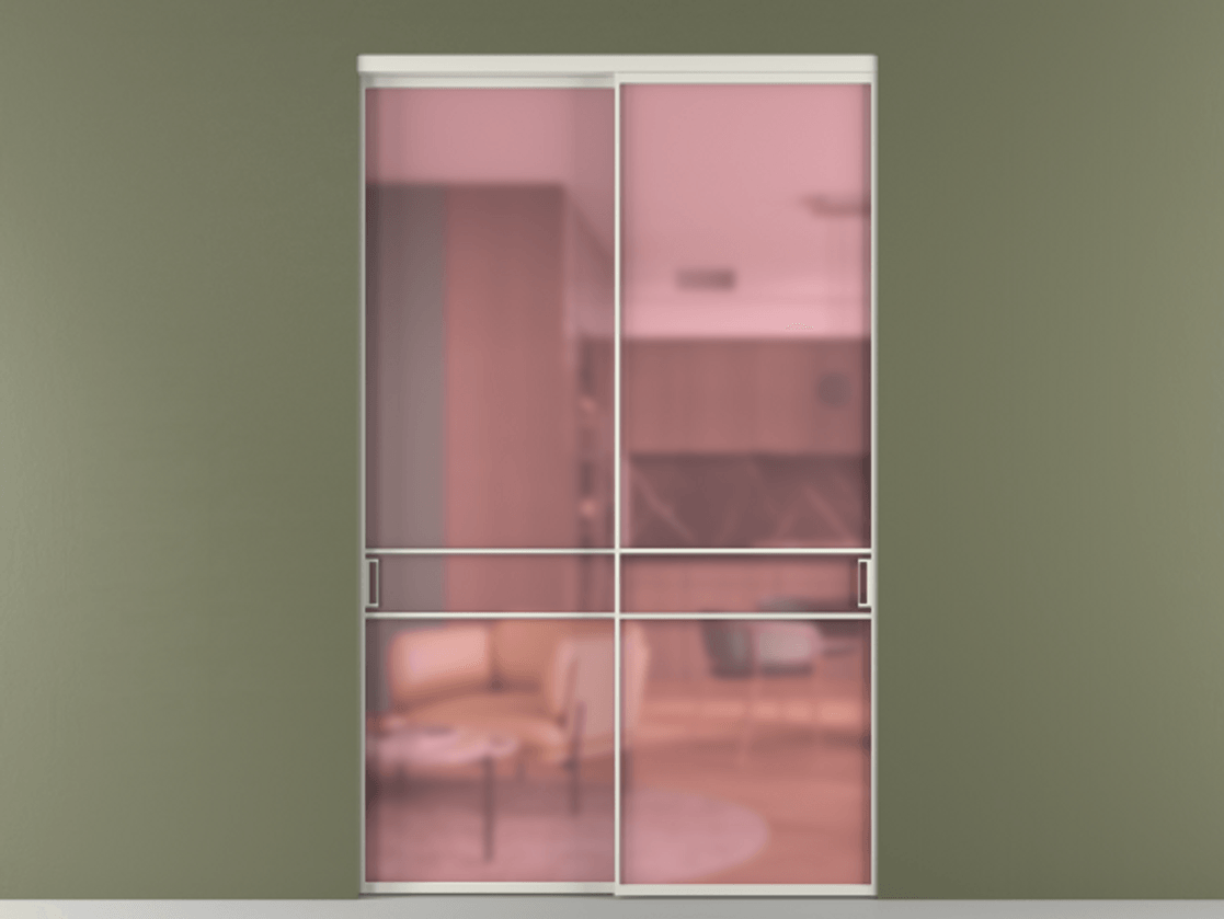 Перегородка Formato внутри проёма 2 створки АЛПР 040.02 Алюминий Белый Сатинированное розовое стекло, триплекс. Скрытый короб БЕЛ Цена 411600 ₽ 1. Полотно 2 шт. (800/2100 мм)
2. Комплект установки раздвижной системы
3. Базовый комплект фурнитуры
4.Ручка RONDO. Фабрика дверей Волховец 8 (800) 551 43 19 Перегородка Formato внутри проёма 2 створки АЛПР 040.02 Алюминий Белый Сатинированное розовое стекло, триплекс Цена 411600 ₽ | Volhovec