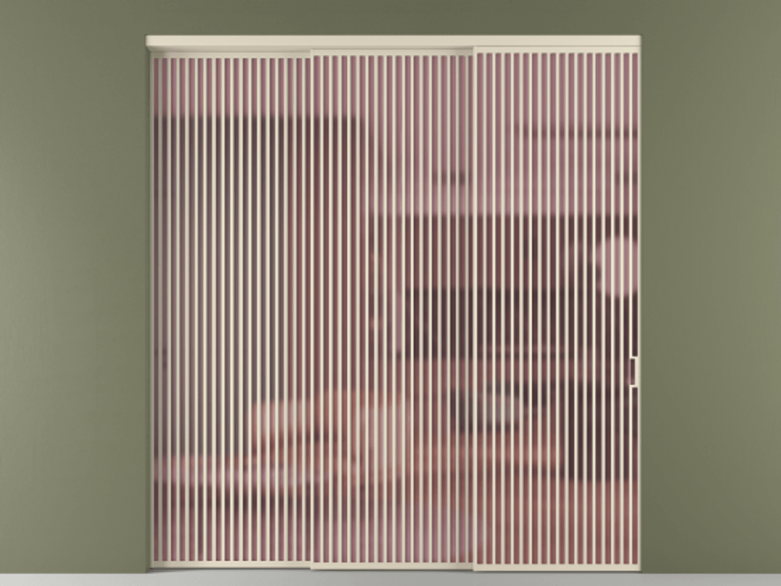 Перегородка Formato внутри проёма 3 створки с синхронным механизмом АЛПР 040.06 Алюминий бежево-серый Сатинированное розовое стекло, триплекс Цена 683600 ₽  | Volhovec