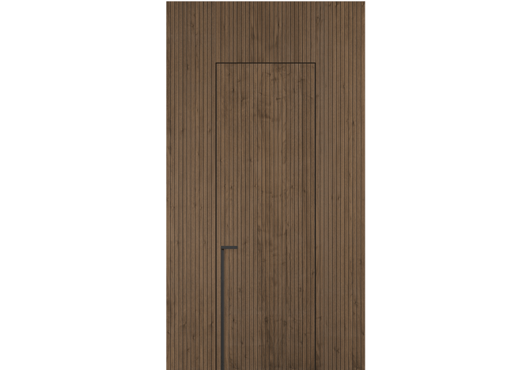 Панели для отделки стен Стеновая панель Фрезерованные Орех умбра матовый. Цвет Орех умбра матовый. Материал Шпон Naturwood. Коллекция Фрезерованные. Картинка.