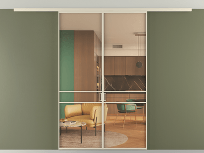 Алюминевая перегородка vd2_02 Алюминий бежево-серый Прозрачное оранжевое стекло, триплекс, 6мм. Цвет Алюминий бежево-серый. Материал Алюминий в эмали. Коллекция Перегородка Formato вдоль стены на потолок двустворчатая. Картинка.