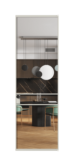 Дверь межкомнатная АЛПЛ040.02 АТСР Crystalvision. Цвет Алюминий тёплый серый. Материал Алюминий в эмали. Коллекция Formato. Картинка.