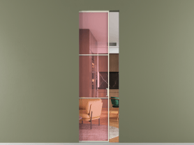 Алюминевая перегородка АЛПР 040.03 ММБ ПРОЗ РОЗ. Цвет Алюминий молочно-белый. Материал Алюминий в эмали. Коллекция Перегородка Formato скрытый пенал 1 створка. Картинка.