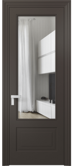 Дверь межкомнатная 8342 МАН Прозрачное стекло с гравировкой Rocca. Цвет Матовый антрацит. Материал Гладкая эмаль. Коллекция Rocca. Картинка.