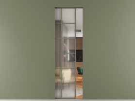 Алюминевая перегородка АЛПР 040.05 МОТ Matelux Crystalvision. Цвет Алюминий оливковый тёмный. Материал Алюминий в эмали. Коллекция Перегородка Formato скрытый пенал 1 створка. Картинка.