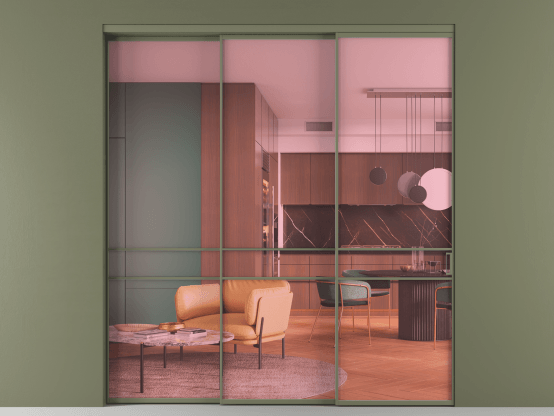 Алюминевая перегородка АЛПР 040.02_АОТ_ПРОЗ РОЗ_new. Цвет Алюминий оливковый тёмный. Материал Алюминий в эмали. Коллекция Перегородка Формато внутри проёма 3 створки с синхронным механизмом. Фото. Алюминевая перегородка АЛПР 040.02_АОТ_ПРОЗ РОЗ_new. Цвет Алюминий оливковый тёмный. Материал Алюминий в эмали. Коллекция Перегородка Формато внутри проёма 3 створки с синхронным механизмом. Картинка.