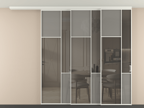 Алюминевая перегородка vdt3_7 Алюминий светло-серый Серый сатин матовое + Серый прозрачное. Цвет Алюминий светло-серый. Материал Алюминий в эмали. Коллекция Перегородка Mosaic вдоль стены на потолок 3 створки с синхронным механизмом. Фото. Алюминевая перегородка vdt3_7 Алюминий светло-серый Серый сатин матовое + Серый прозрачное. Цвет Алюминий светло-серый. Материал Алюминий в эмали. Коллекция Перегородка Mosaic вдоль стены на потолок 3 створки с синхронным механизмом. Картинка.