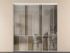 Перегородка Mosaic внутри проёма 3 створки с синхронным механизмом