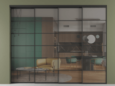 Перегородка Формато внутри проёма 4 створки с синхронным механизмом